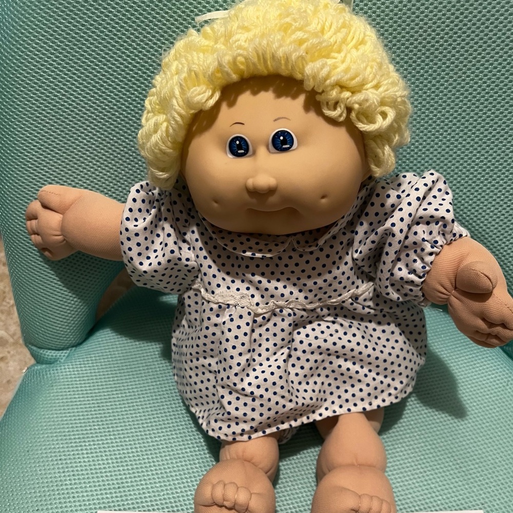 Blonde-Haired Polka Dot Baby Doll - Soft Plush Kids Toy